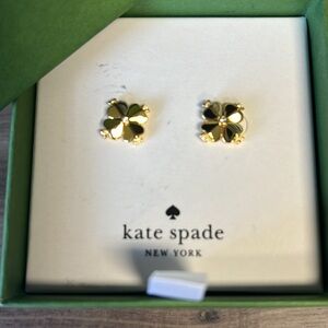 Kate Spade Sparkle Clover Stud Earrings Goldtone-CZ stones. NEW in Box
